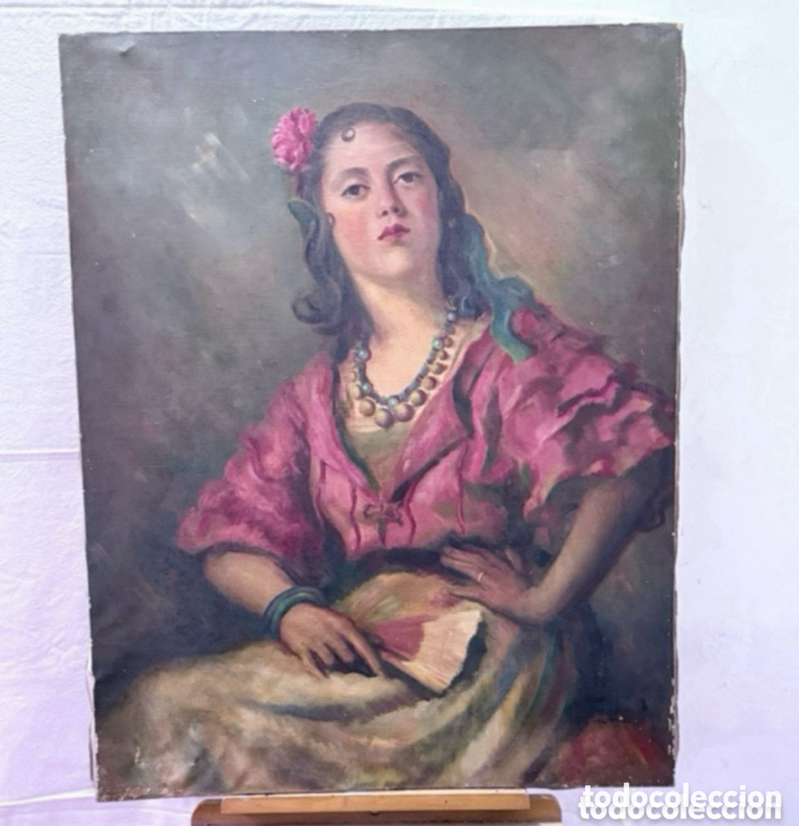 Arte: Joan Matamala i Flotats1893-1977) Gitana.&Oacute;leo sobre lienzo firmado.Retrato femenino.escuela c&aacute;talana
