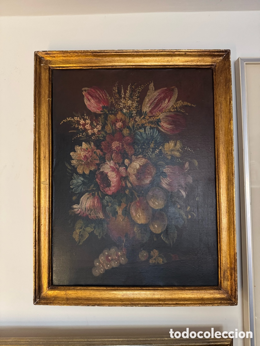 Arte: Cuadro &Oacute;leo Bodeg&oacute;n Florero Antiguo Firmado &ldquo;BnC&rdquo;
