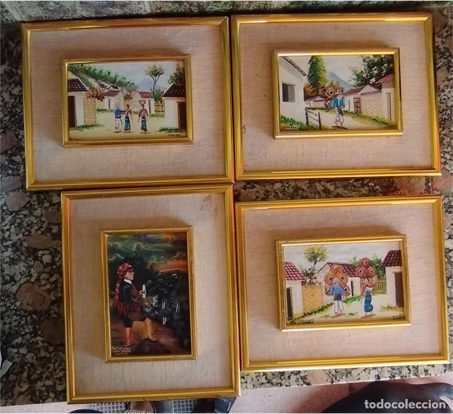 Arte: 4 CUADROS OLEO NAIF DE TEMA COSTUMBRISTA FIRMADOS POR CHACACH COMALAPA GUATEMALA A&Ntilde;OS 60 27/22 cm