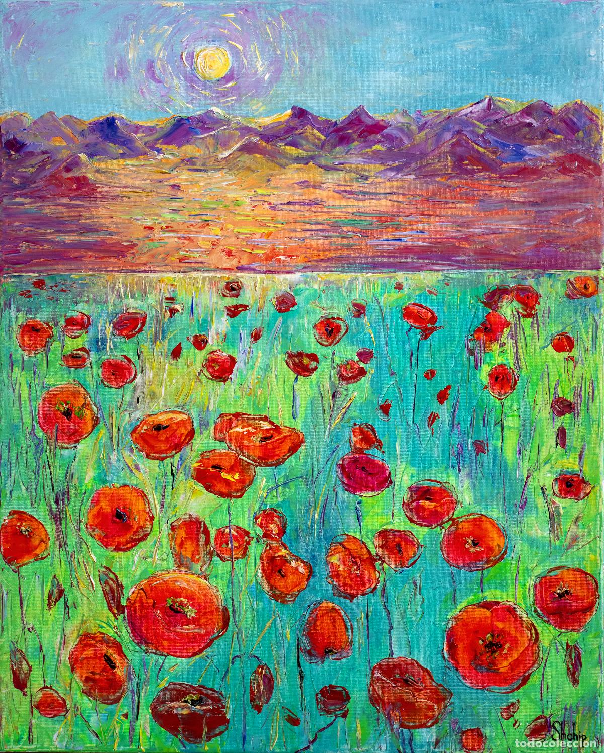 Arte: Cuadro Poppy Field Beneath the Pyrenees