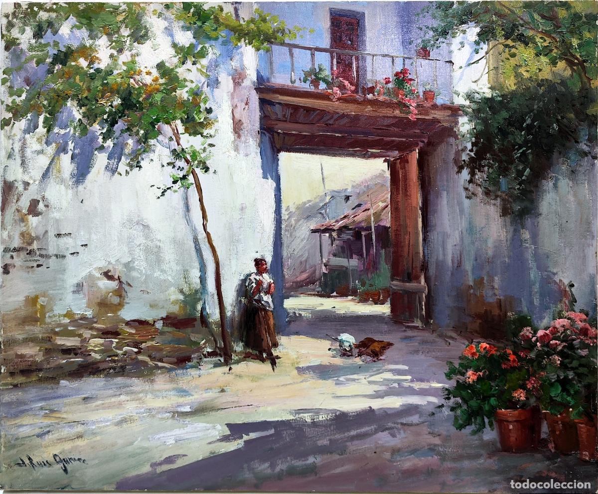Arte: &Oacute;leo de J Ruiz de la Rosa. Callej&oacute;n con figura. 46 x 38 cm