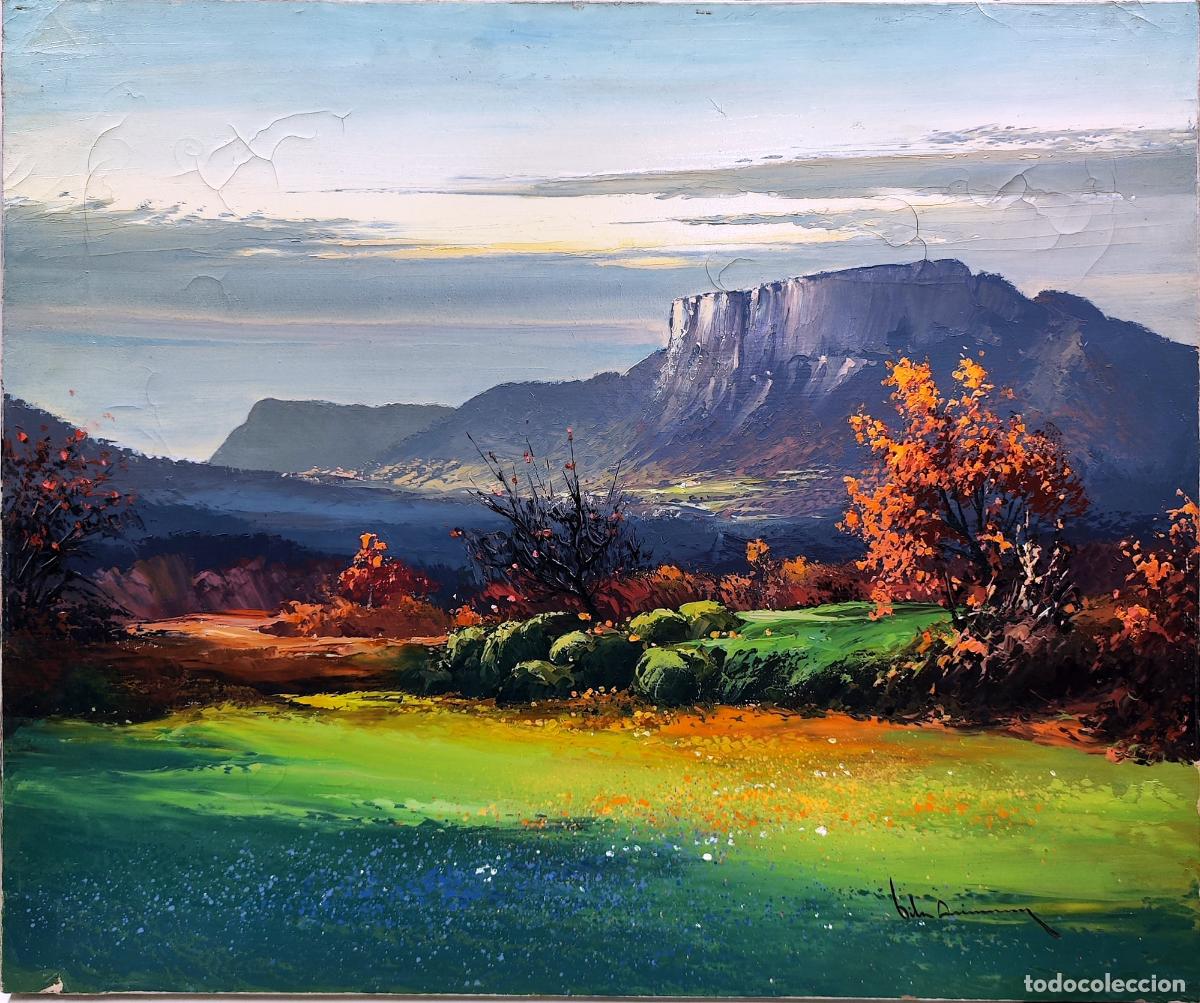 Arte: &Oacute;leo de Joan Vila Arimany. Paisaje monta&ntilde;oso oto&ntilde;al. 55 x 46 cm