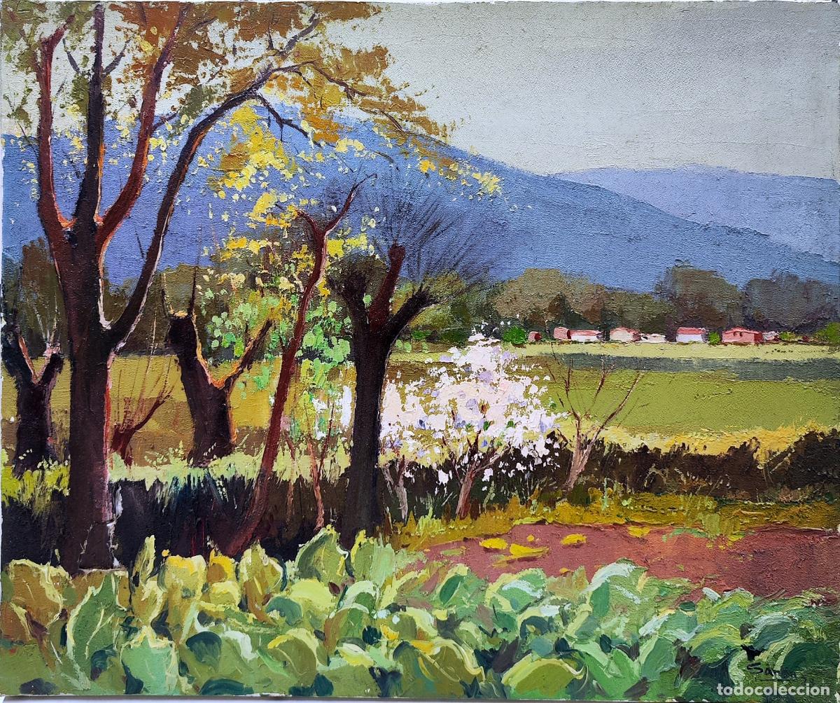 Arte: &Oacute;LEO. PAISAJE RURAL CON OLIVOS Y MONTA&Ntilde;AS. SANTI&Ntilde;&Aacute;N. 55X46