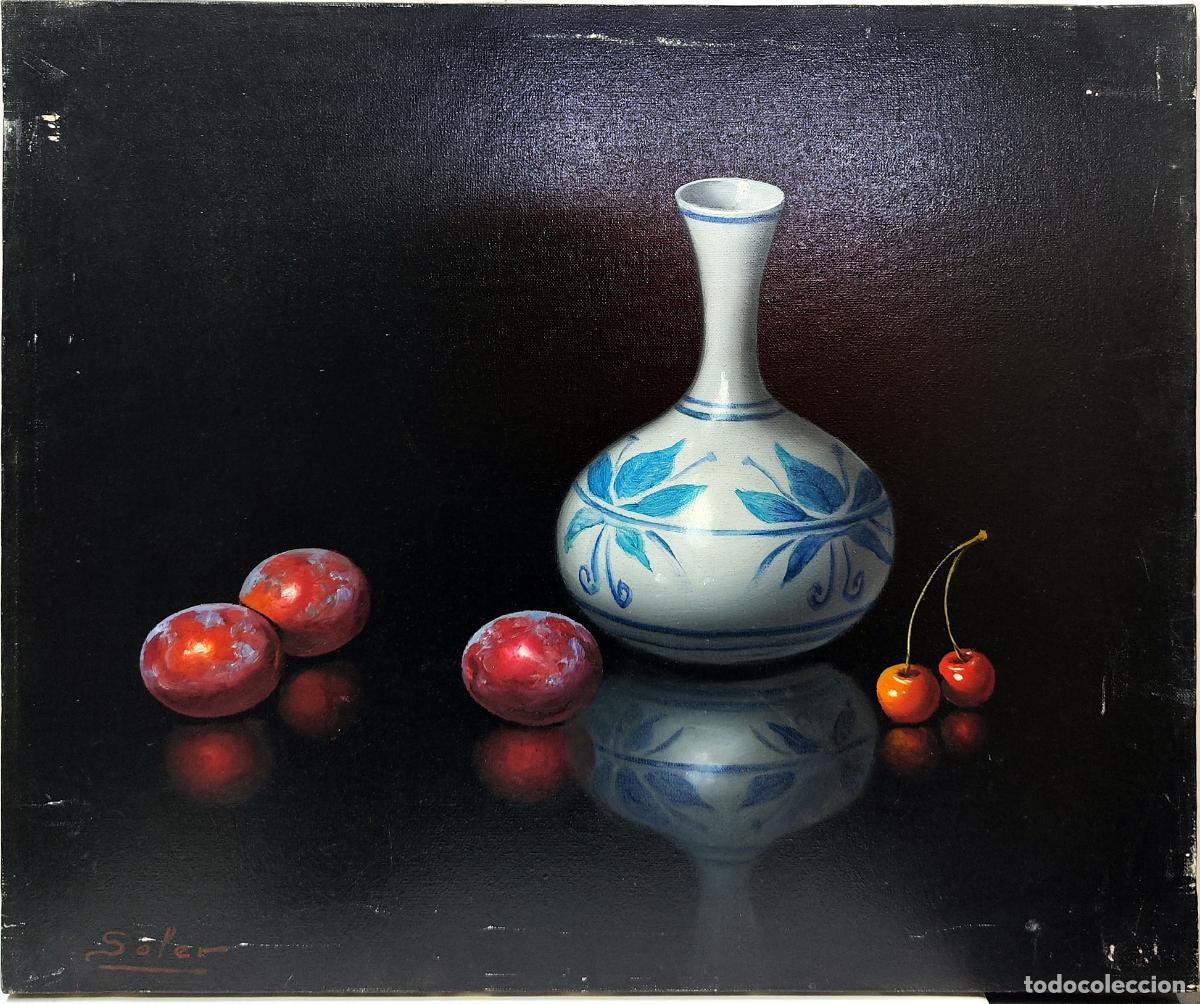 Arte: &Oacute;leo de Soler. Bodeg&oacute;n con jarr&oacute;n y frutas. 55 x 46 cm