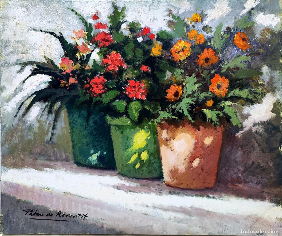 Arte: &Oacute;leo de Palau de Revertit. Macetas con flores. 55 x 46 cm