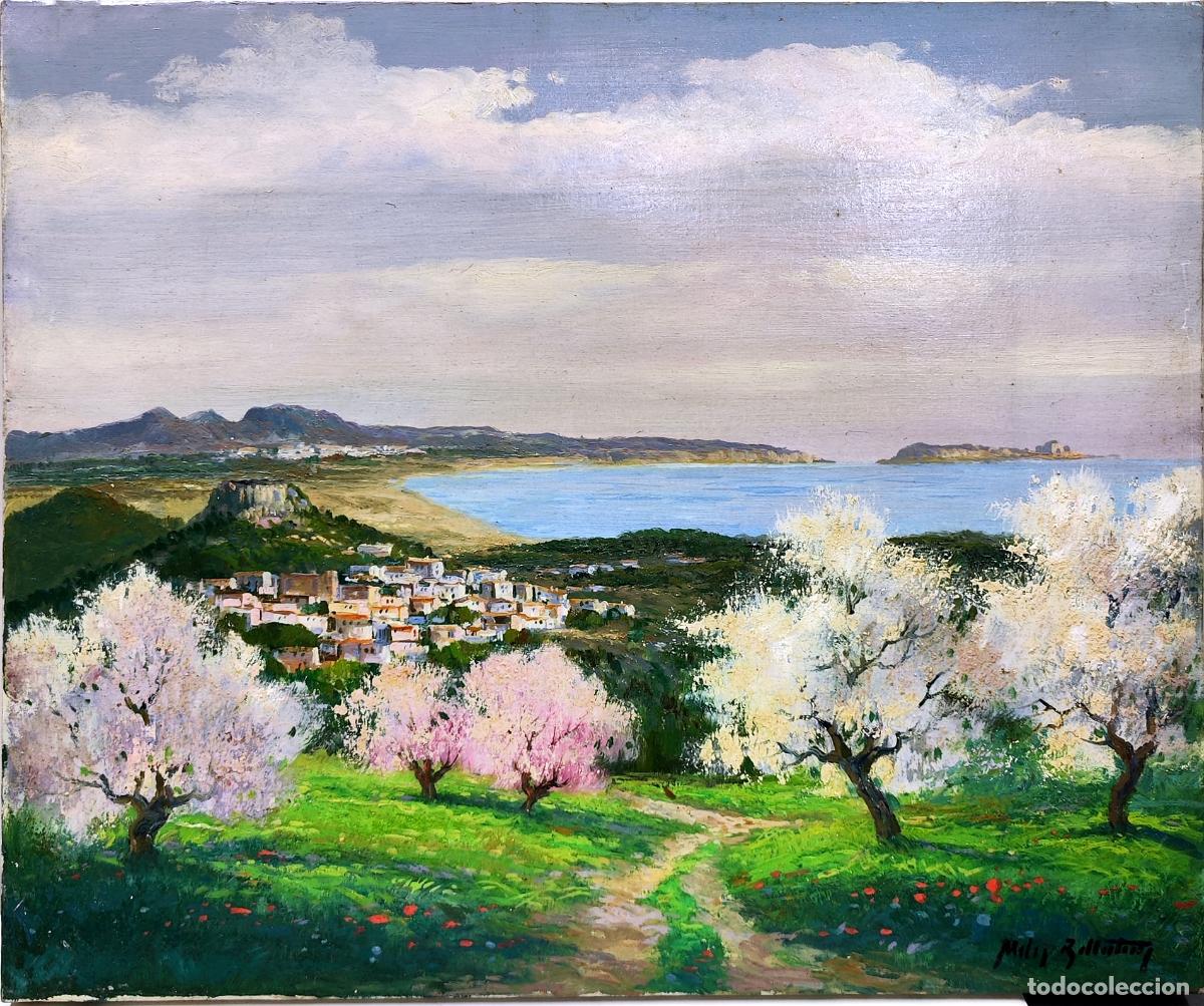 Art: &Oacute;leo de Xavier Moles Ballesteros. Paisaje con almendros. 55x46 cm