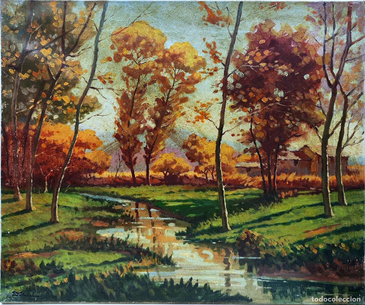Arte: &Oacute;leo sobre lienzo. Paisaje oto&ntilde;al. Dionisio Nadal. 55x46 cm