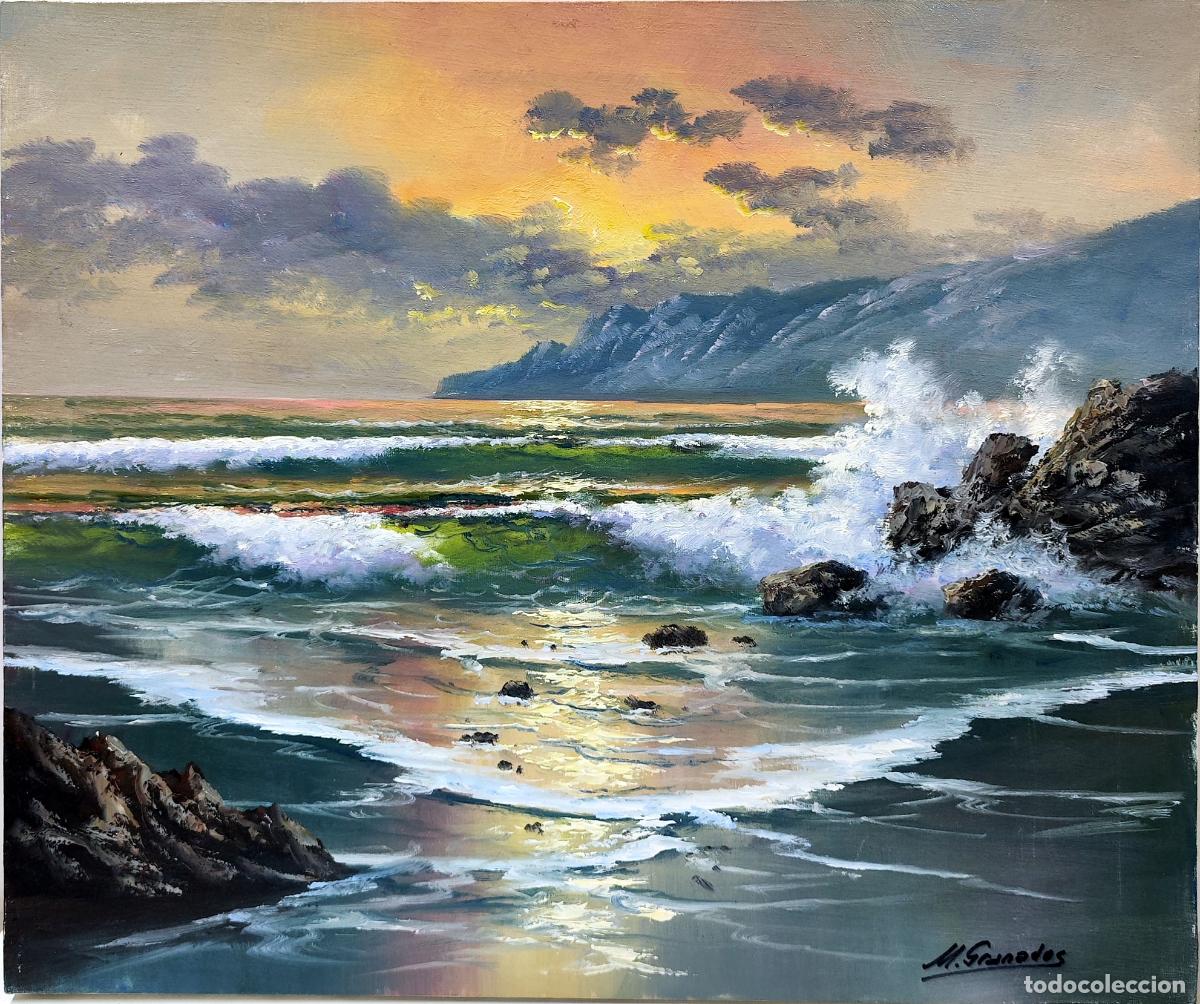 Arte: &Oacute;leo de Miguel Granados. Mar y acantilados. 55 x 46 cm