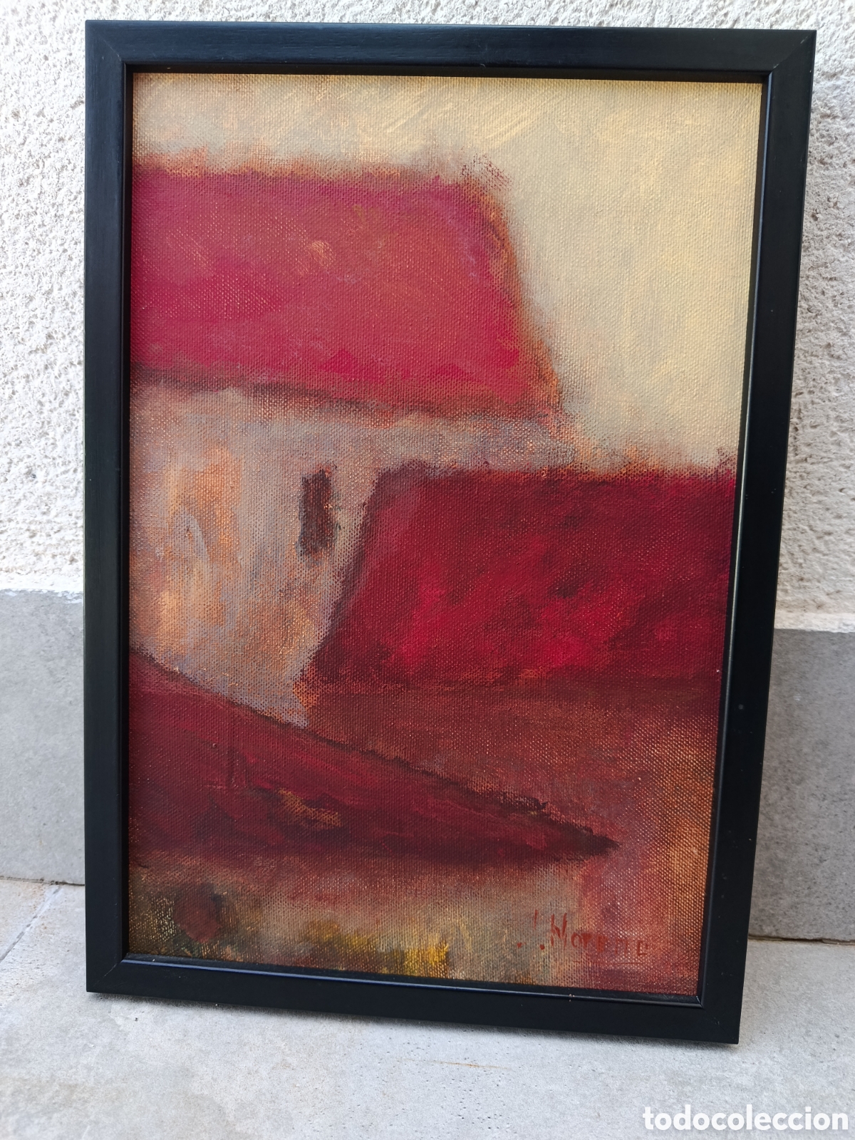 Arte: Pintura abstracta original sobre lienzo firmada J. Moreno.
