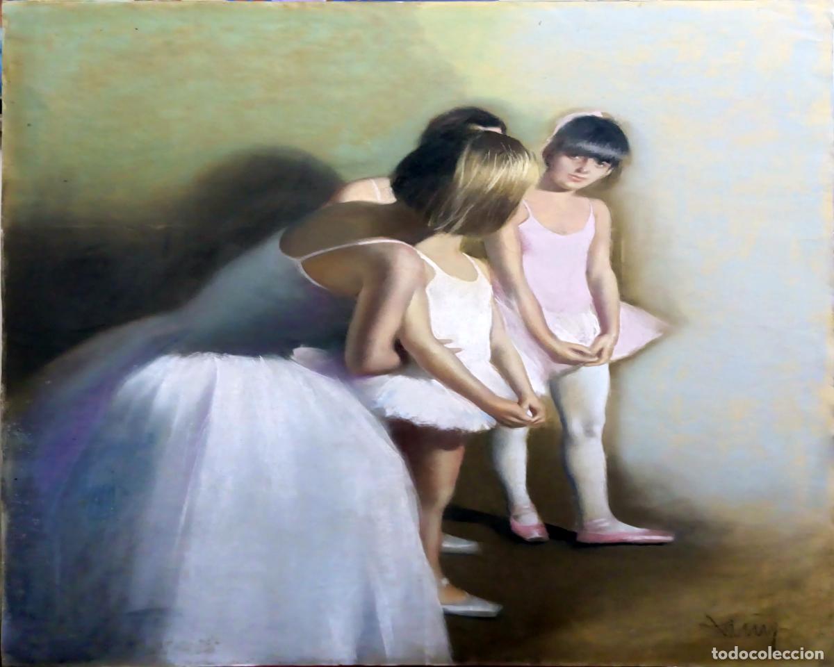 Arte: &Oacute;leo de Domingo &Aacute;lvarez G&oacute;mez. Tres bailarinas. 80 x 64 cm