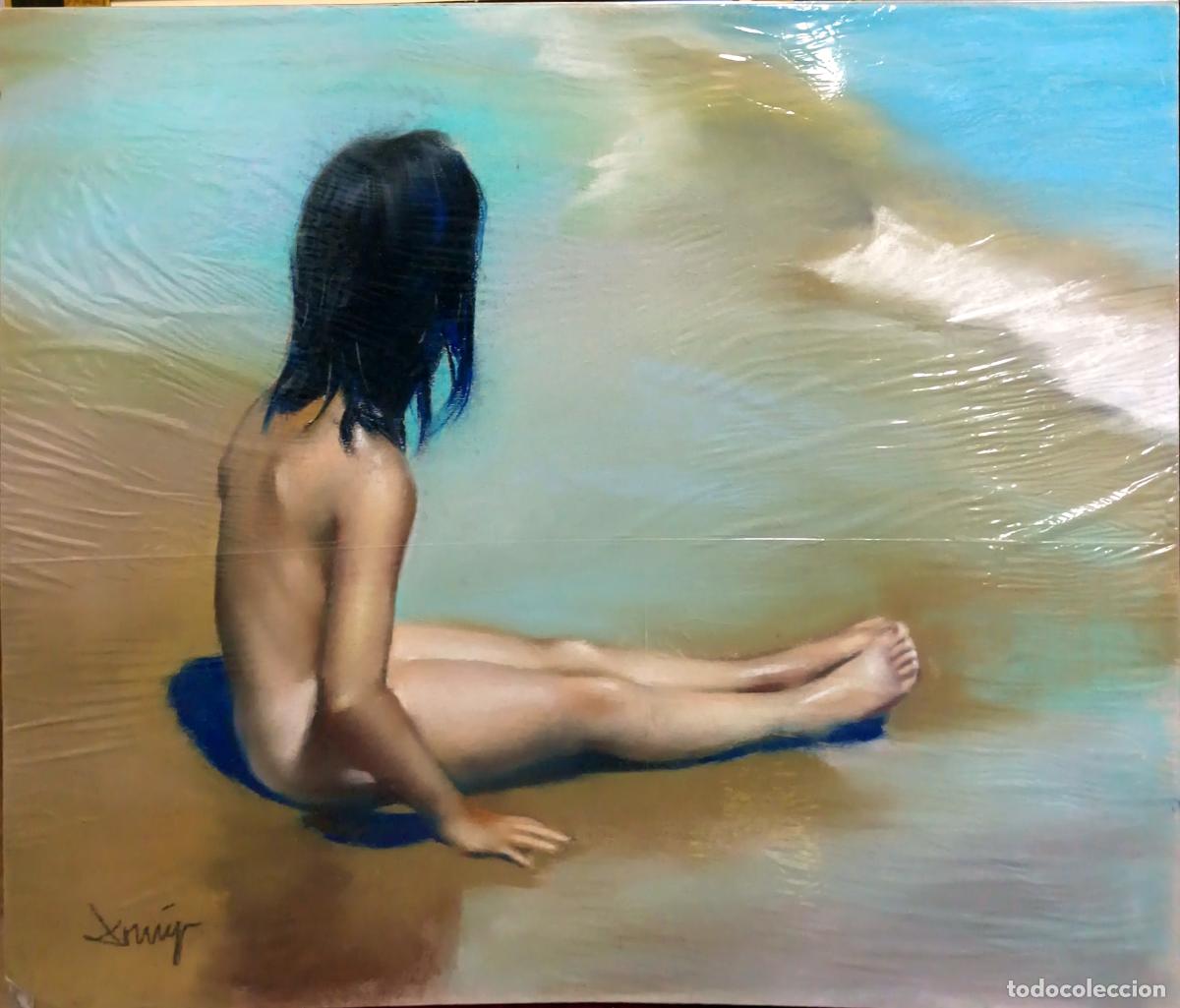 Arte: &Oacute;leo de Domingo &Aacute;lvarez G&oacute;mez. Ni&ntilde;a en la playa. 55 x 47 cm