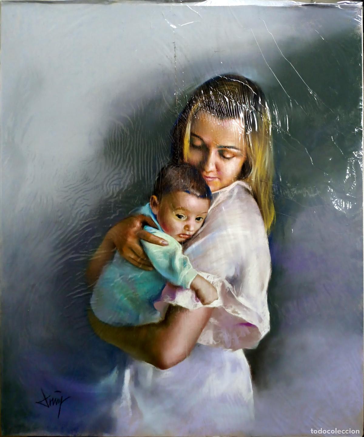 Arte: &Oacute;leo. Madre e hijo. Domingo &Aacute;lvarez G&oacute;mez. 50x60 cm