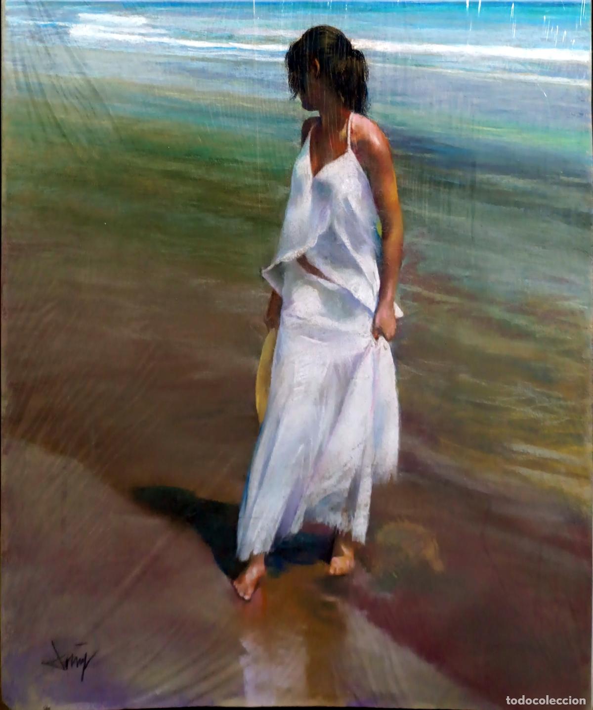 Arte: &Oacute;leo de Domingo &Aacute;lvarez G&oacute;mez. Mujer en la playa. 46x55 cm