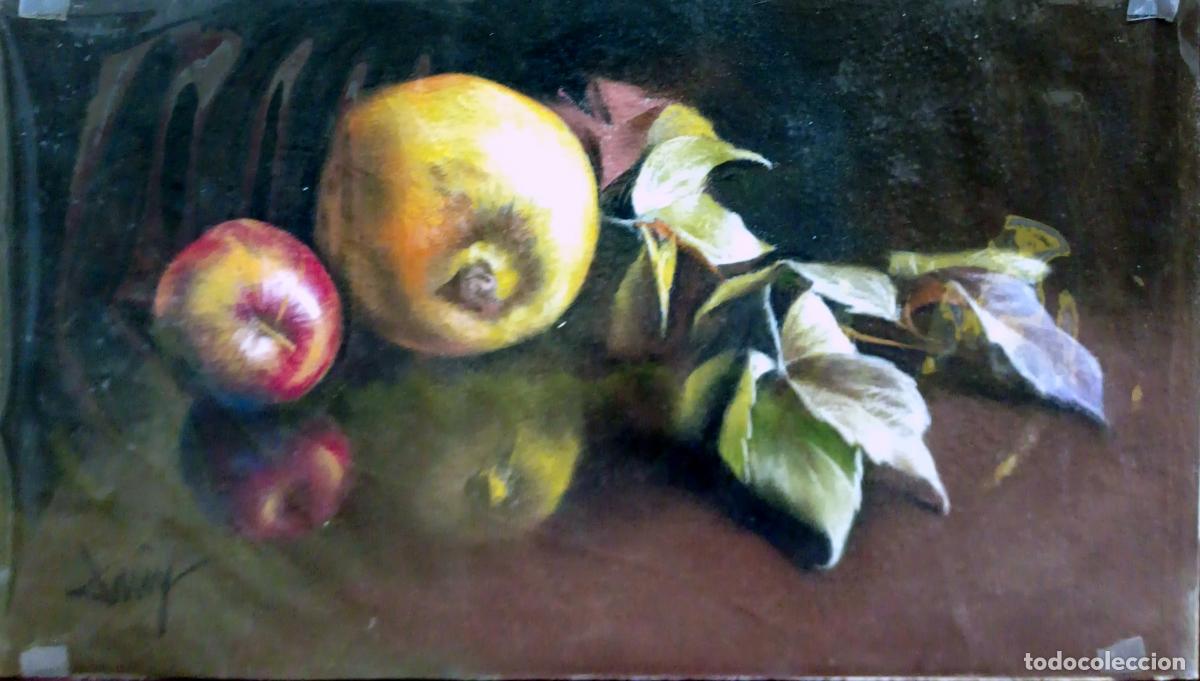 Art: Pastel. Naturaleza muerta con frutas. Domingo &Aacute;lvarez G&oacute;mez. 33,5 x 19 cm