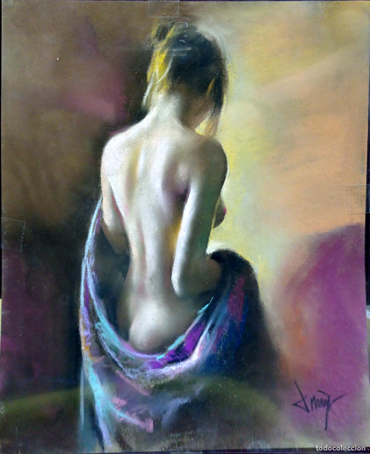 Art: Pastel. Figura femenina. Domingo &Aacute;lvarez G&oacute;mez. 22x27 cm