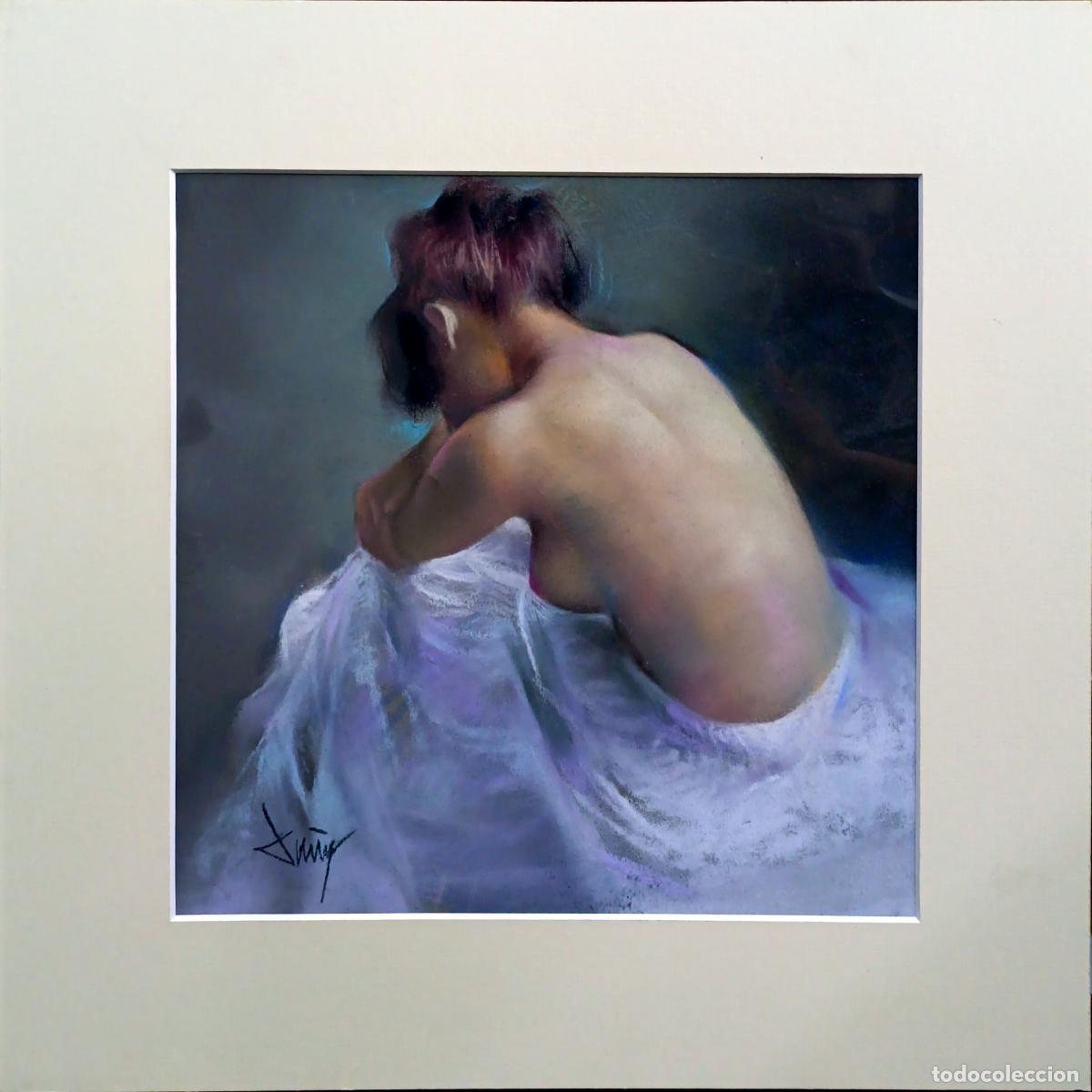 Arte: Pastel de Domingo &Aacute;lvarez G&oacute;mez. Mujer desnuda. 27x27 cm