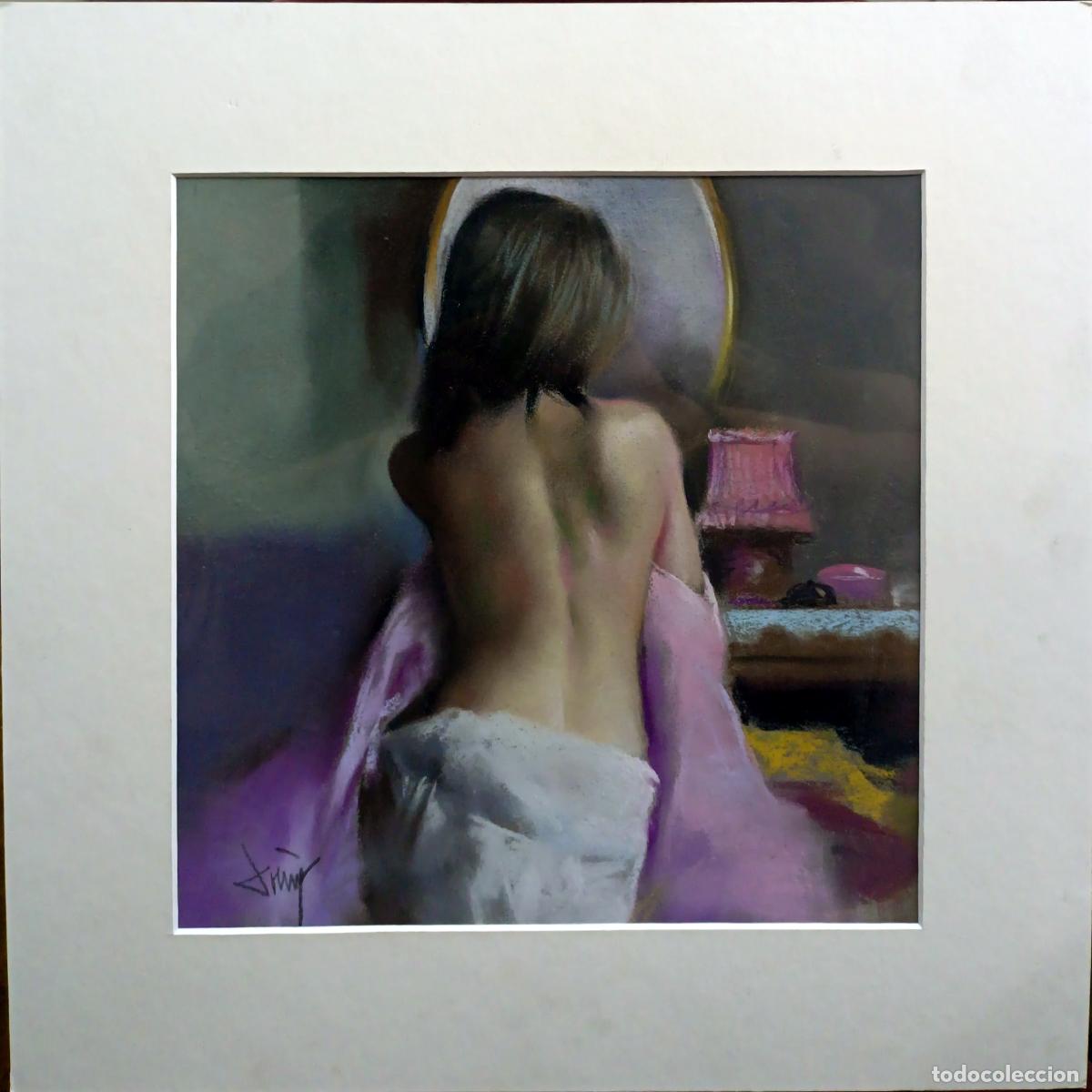Arte: &Oacute;leo de Domingo &Aacute;lvarez G&oacute;mez. Mujer ante espejo. 27x27 cm