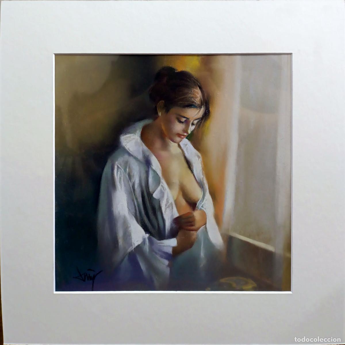 Arte: &Oacute;leo de Domingo &Aacute;lvarez G&oacute;mez. Mujer en camisa. 27 x 27 cm
