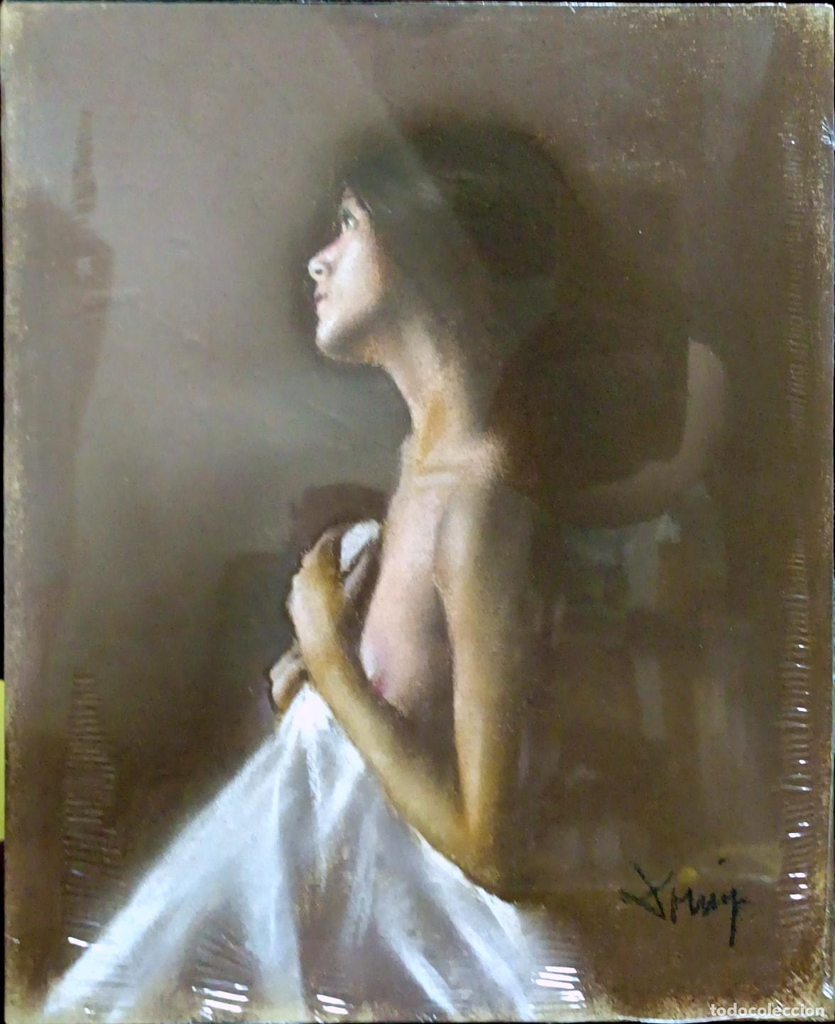 Arte: &Oacute;leo. Mujer de perfil. Domingo &Aacute;lvarez G&oacute;mez. 22x27