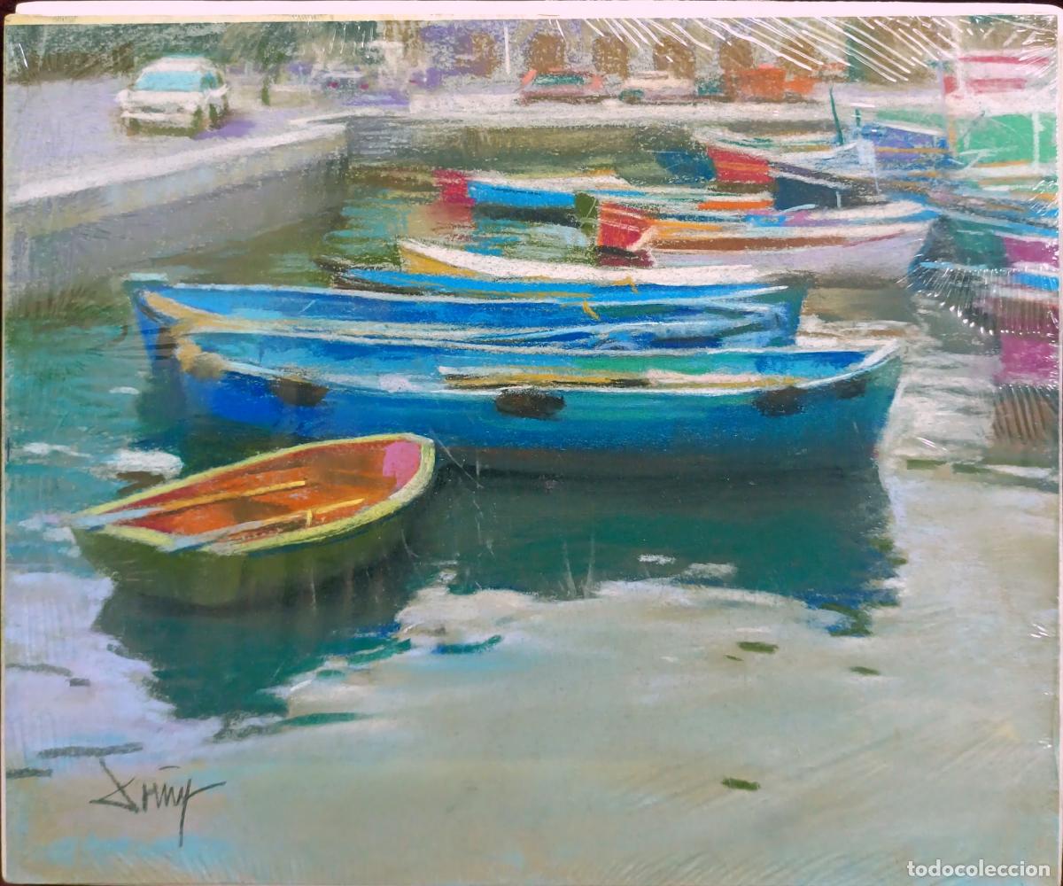 Arte: &Oacute;leo de Domingo &Aacute;lvarez G&oacute;mez. Barcas en puerto. 27 x 22,5 cm