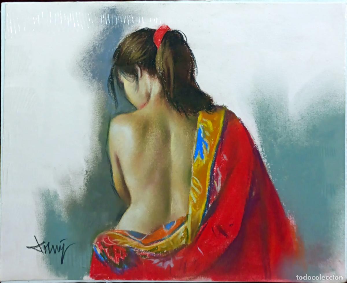Arte: &Oacute;leo. Mujer de espaldas. Domingo &Aacute;lvarez G&oacute;mez. 27 x 22 cm