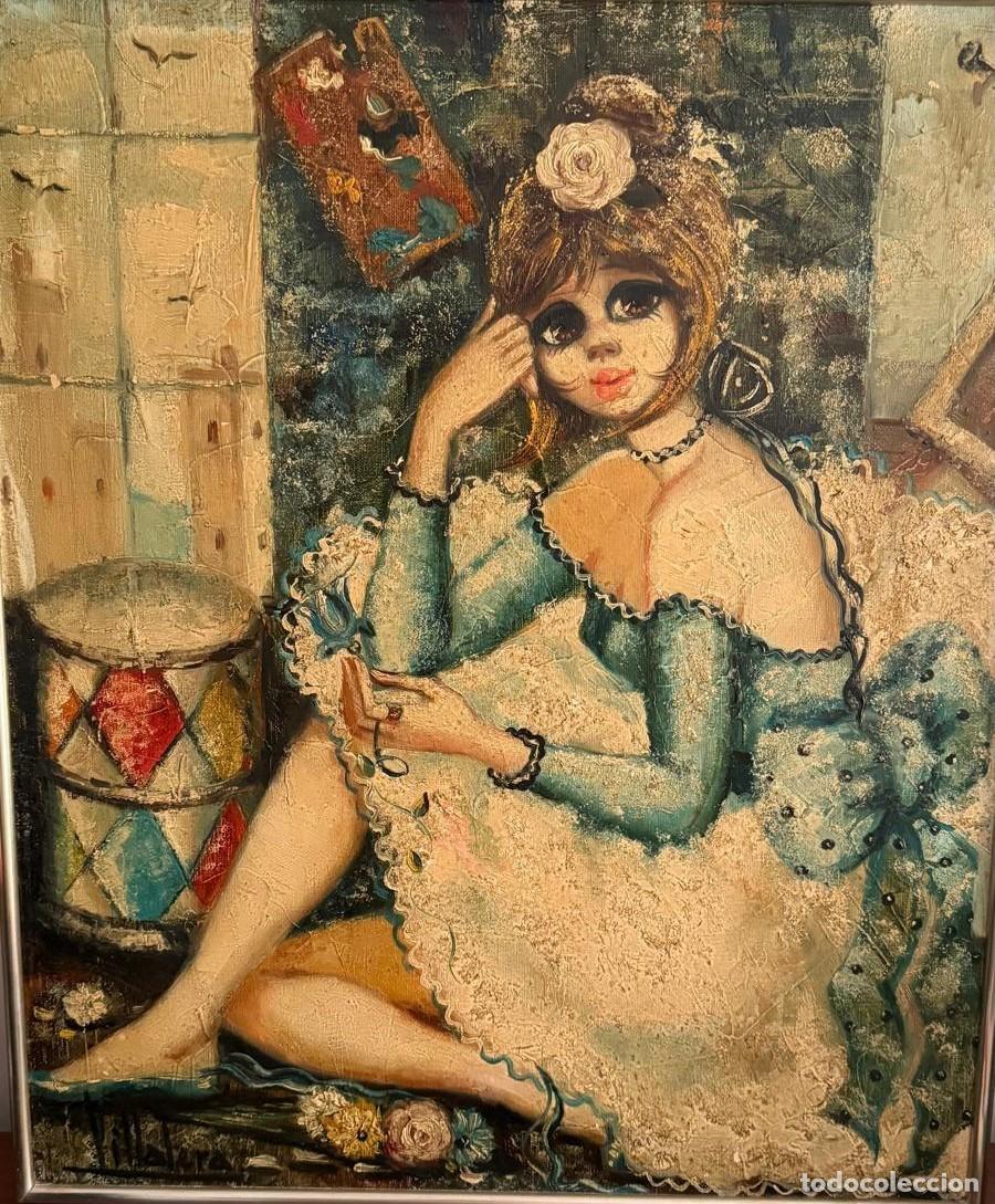 Arte: Cuadro &Oacute;leo sobre lienzo Mujer Ojos Grandes Villalera
