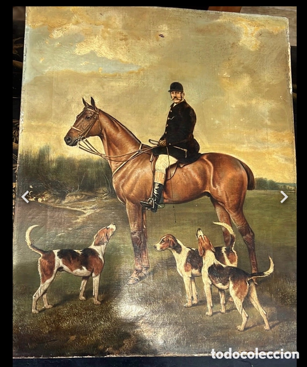 Arte: ATRIBUIDO A JOHN ALFRED WHEELER Sr. DE BATH (1821-1903).Cazador a caballo con tres foxhounds,C.1870.