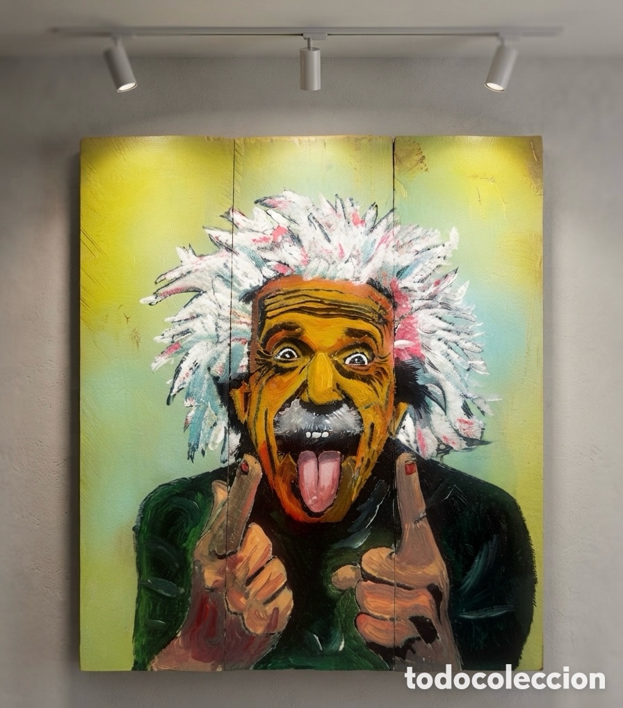 Arte: Cuadro Original Pintado sobre Madera - Albert Einstein (Estilo Moderno / Arte Contempor&aacute;neo)