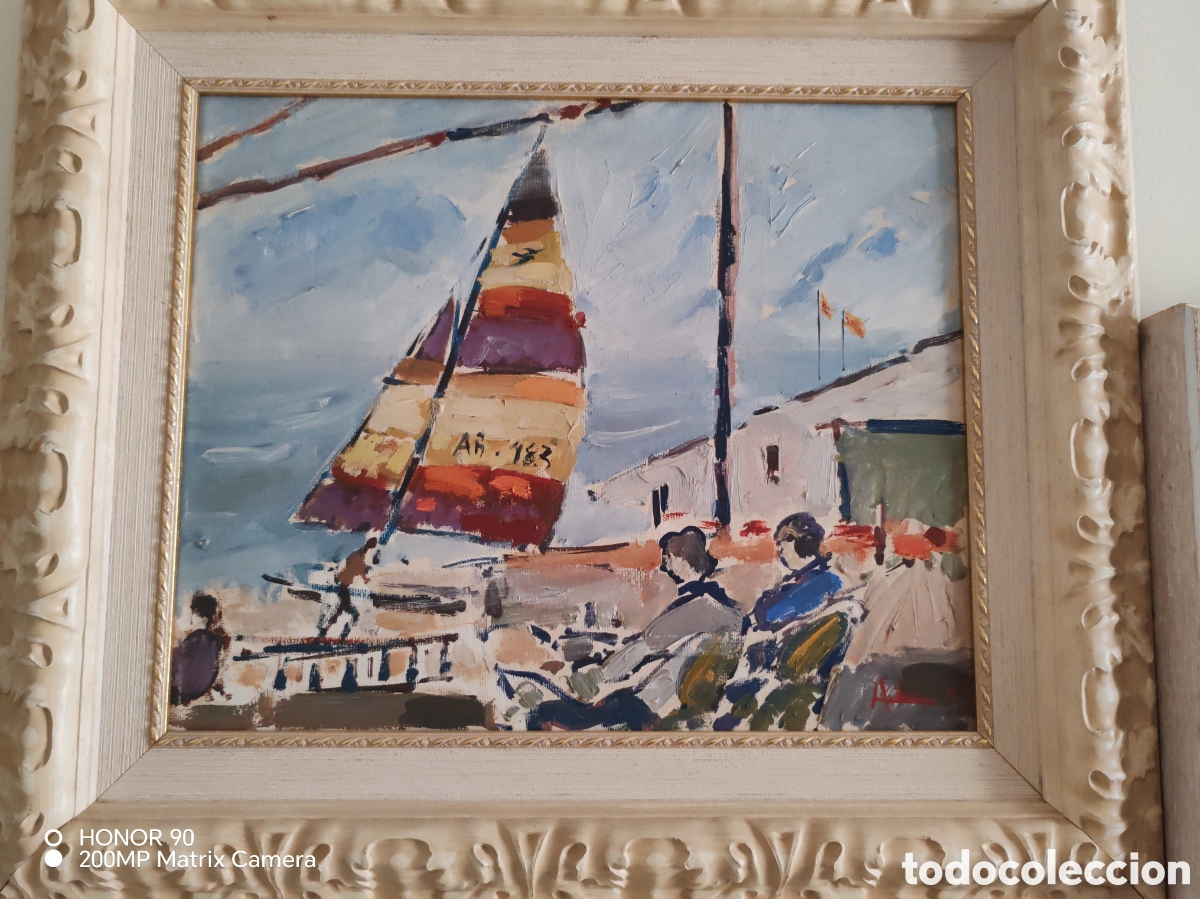 Arte: Velero en la. Playa de Crist&ograve;fol Almiral