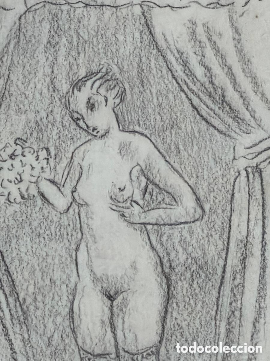 Arte: ALBERT BLOCH &ldquo;DESNUDO&rdquo;. Dibujo. - Foto 3