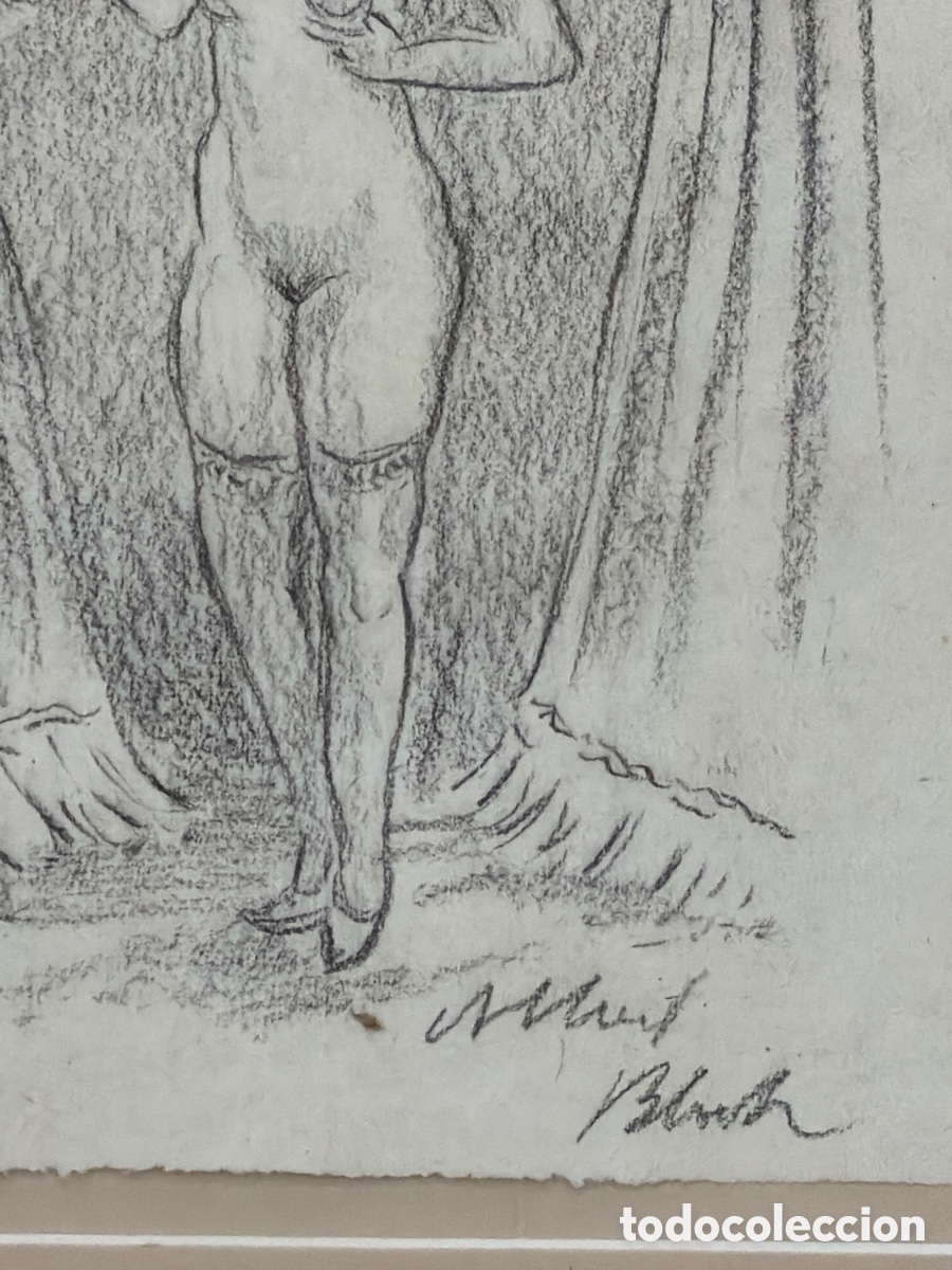 Arte: ALBERT BLOCH &ldquo;DESNUDO&rdquo;. Dibujo. - Foto 4