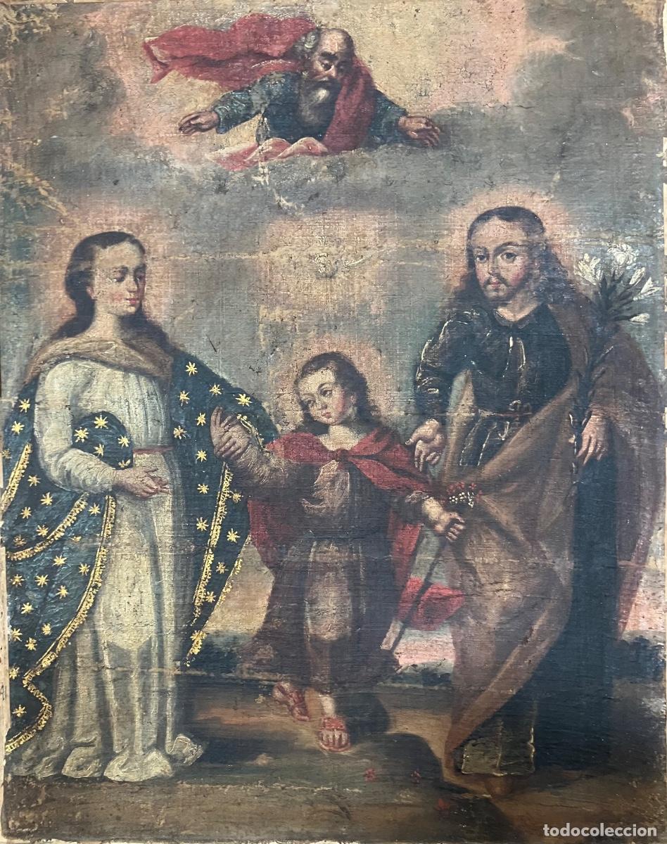 Arte: Cuadro colonial &ldquo;la Sagrada Familia&rdquo; , 68x48 cms.