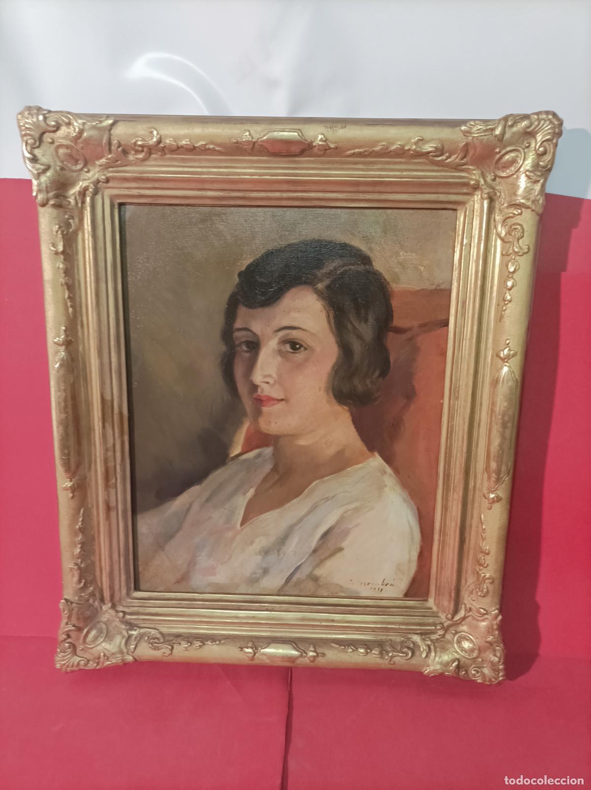 Arte: OLEO SOBRE TELA, TEMA RETRATO FEMENINO, FIRMADO JOAQUIN MOMBRU FECHADO 1931