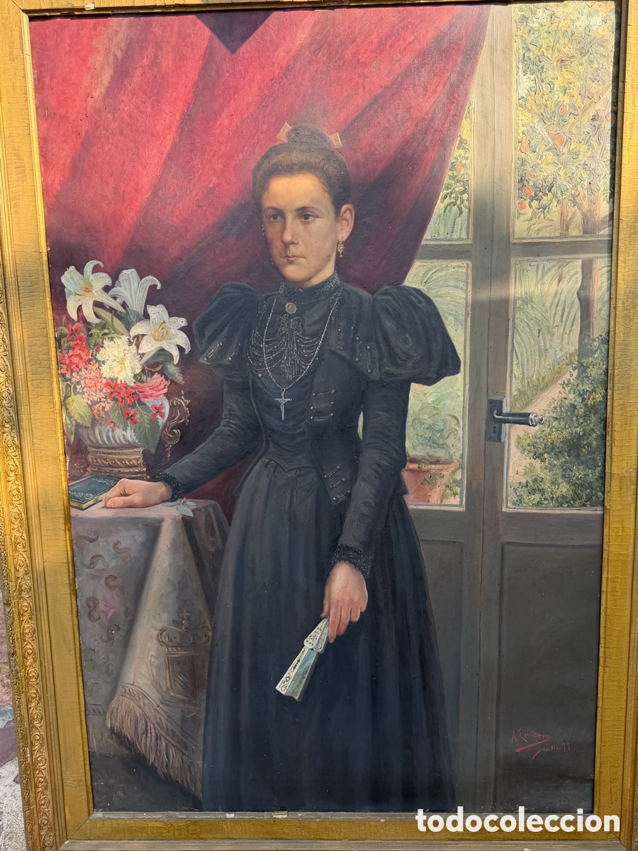 Arte: Retrato dama noble firmado a.escudero Sevilla 1897