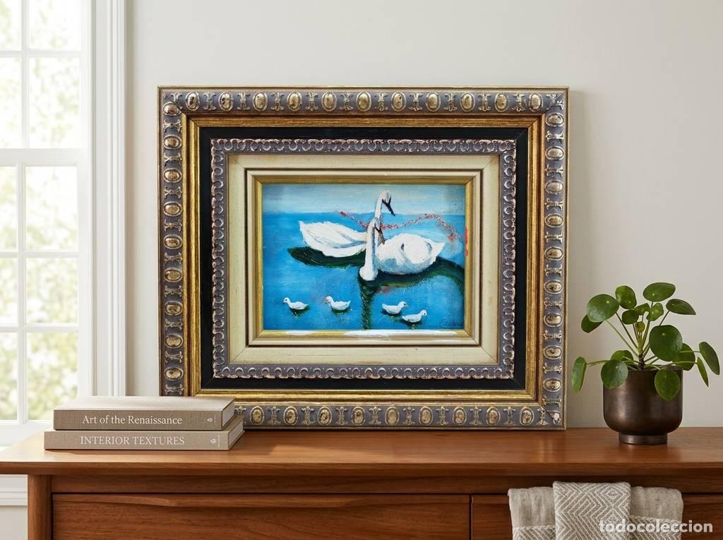 Arte: CUADRO FAMILIA DE CISNES CEDR&Oacute;