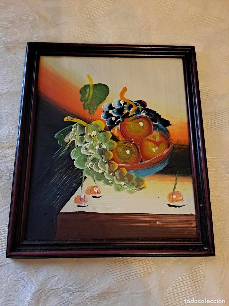 Arte: Cuadro bodeg&oacute;n de frutas en oleo sobre madera.