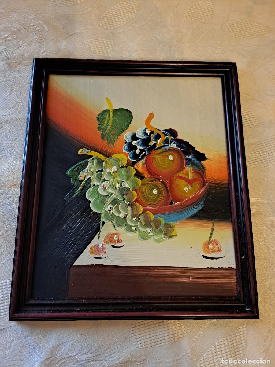 Arte: Cuadro bodeg&oacute;n de frutas en oleo sobre madera. - Foto 2