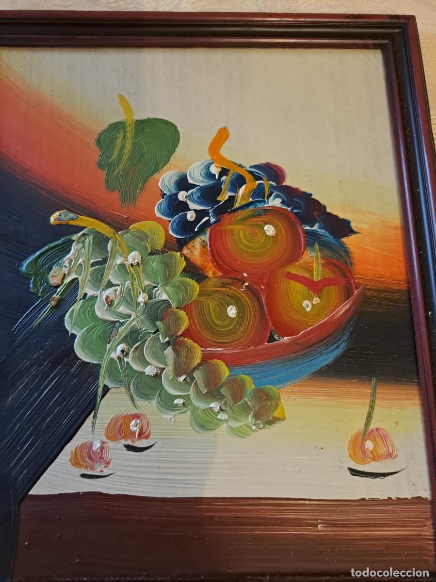 Arte: Cuadro bodeg&oacute;n de frutas en oleo sobre madera. - Foto 3