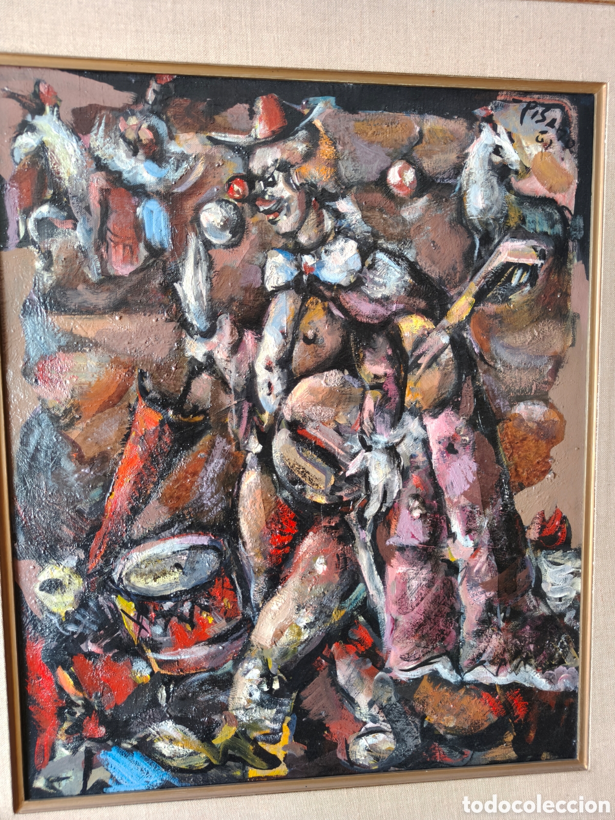Arte: Eduardo Pisano &ndash; Payaso &ndash; &Oacute;leo sobre lienzo 66 &times; 54 cm
