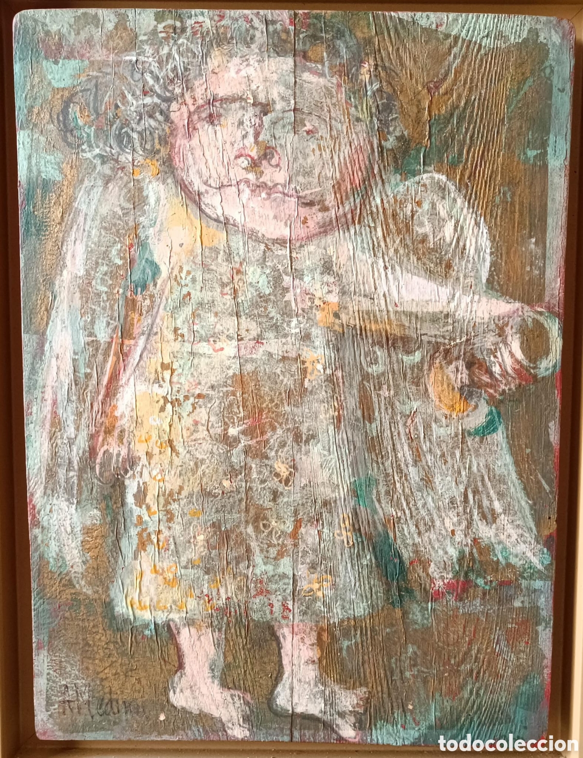 Arte: &Aacute;ngel Medina Guti&eacute;rrez &ndash; &Aacute;ngel con copa &ndash; Obra sobre tabla