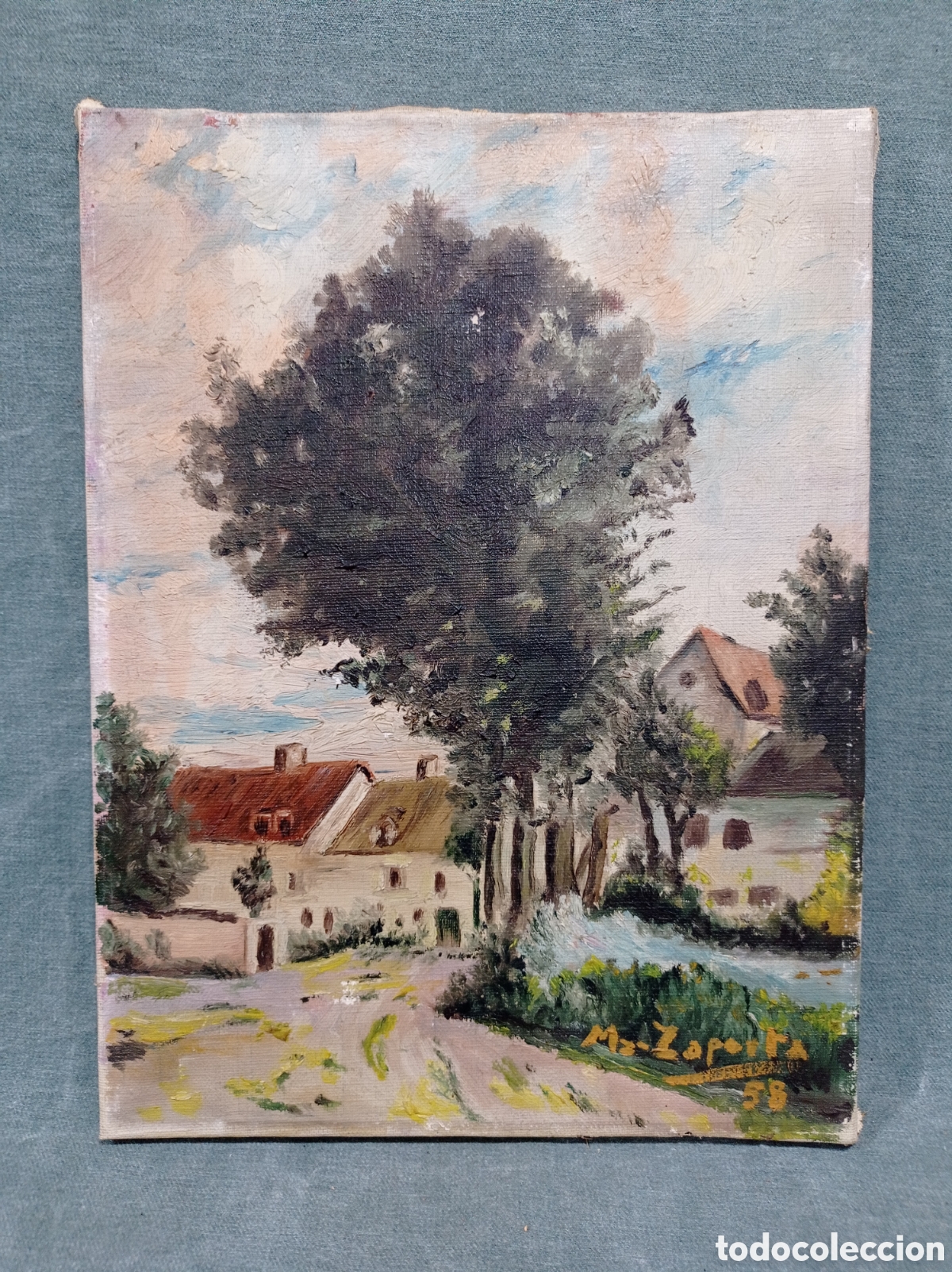 Arte: PINTURA AL &Oacute;LEO SOBRE LIENZO - FIRMADO MART&Iacute;NEZ ZAPORTA - 1958 - LOGRO&Ntilde;O