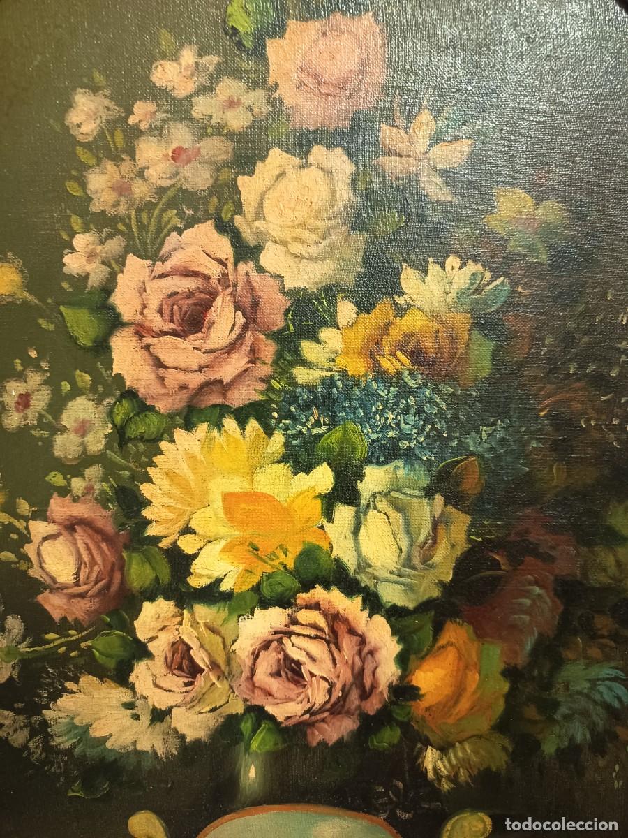 Arte: Bodeg&oacute;n de flores sobre tabla 70x63 cm - Foto 3