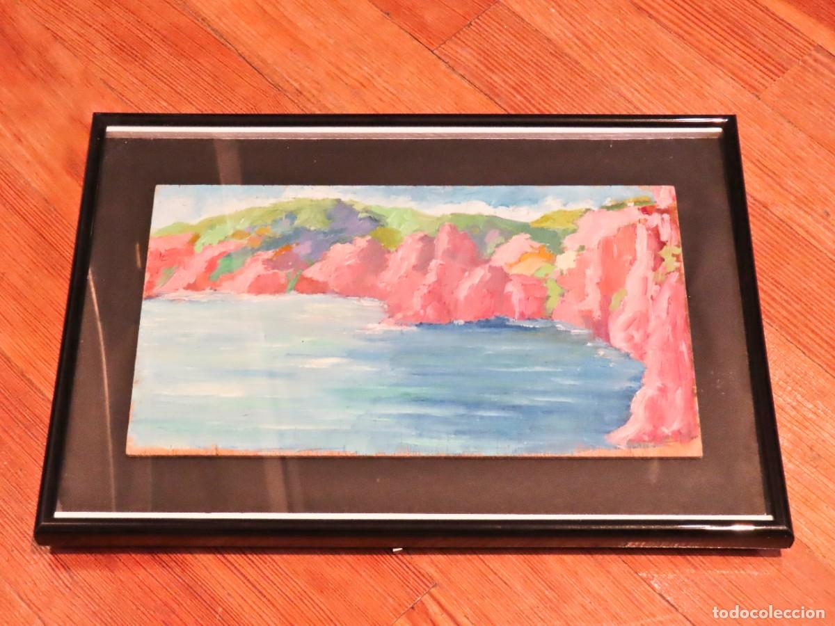 Arte: CUADRO &Oacute;LEO SOBRE MADERA POSTIMPRESIONISMO CATAL&Aacute;N COSTA ROSA