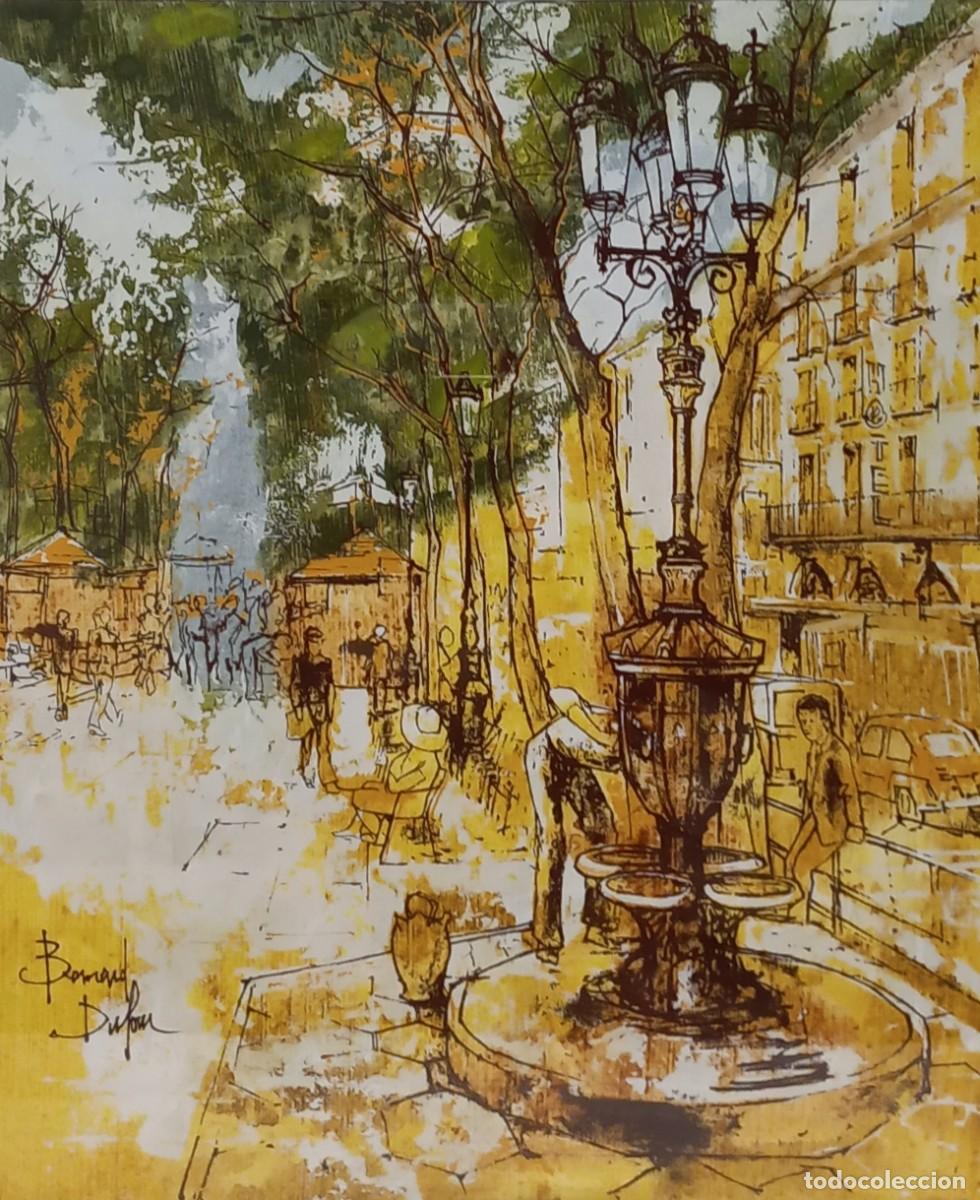 Arte: RAMBLA DE BARCELONA - OLEO SOBRE LIENZO ORIGINAL CON FIRMA DEL ARTISTA FRANCES BERNARD DUFOUR