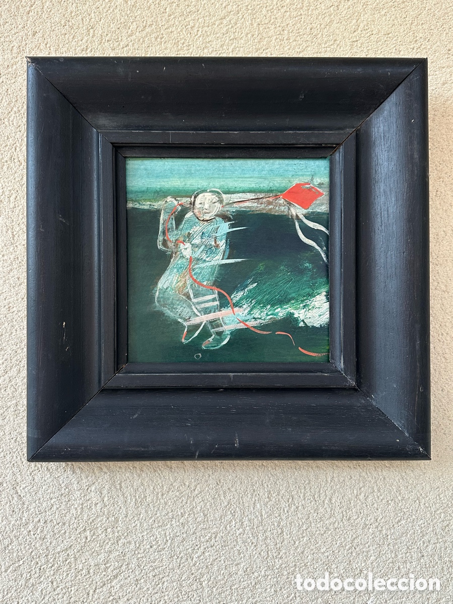 Arte: Pintura sobre cart&oacute;n con marco de madera