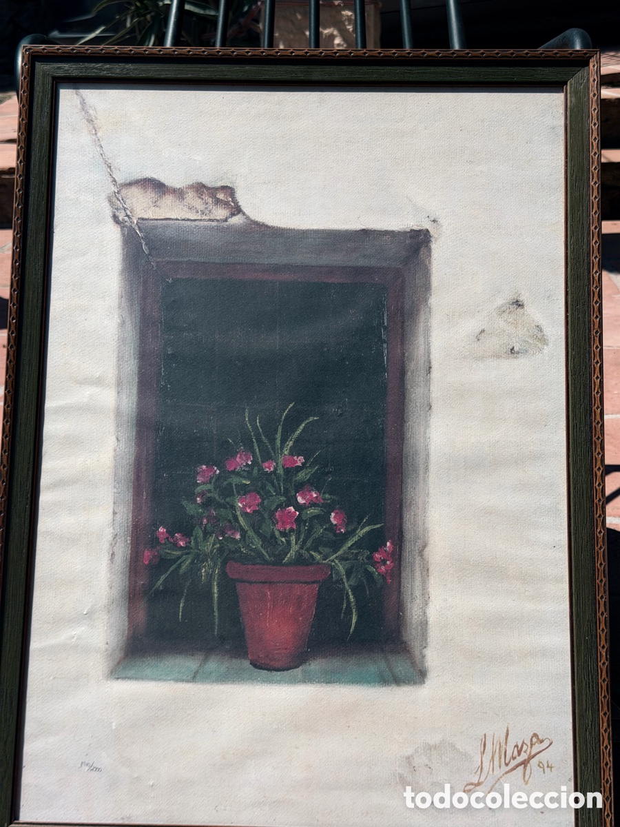 Arte: Pintura floral realista firmada y numerada 1910/2000 &ndash; 1994 &ndash; 72 &times; 53 cm