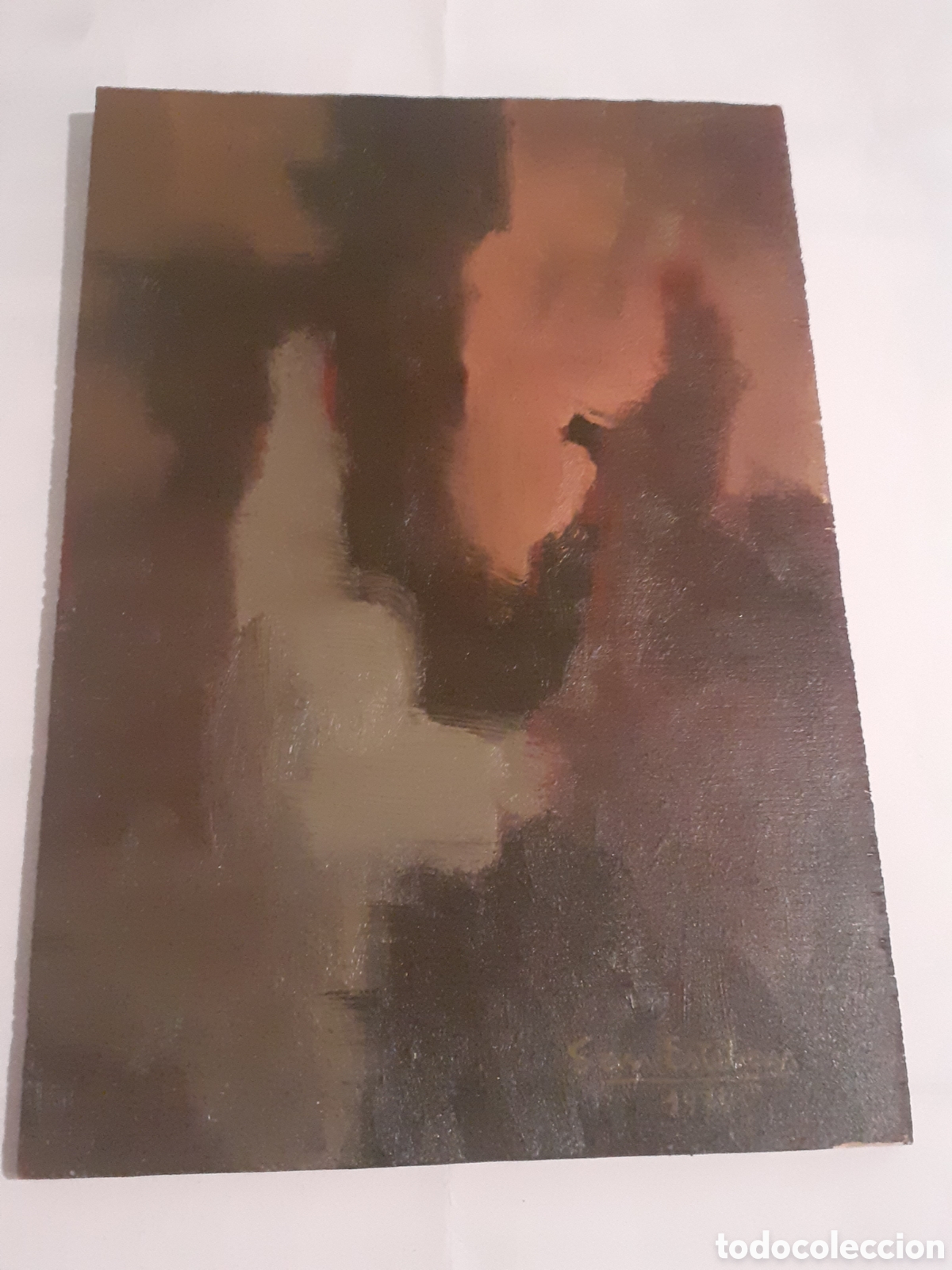 Arte: PEQUE&Ntilde;A OBRA ABSTRACTA OLEO SOBRE TABLA. ENRIQUE SECO SAN ESTEBAN. ZAMORA. 1974. 25 x 17 CM