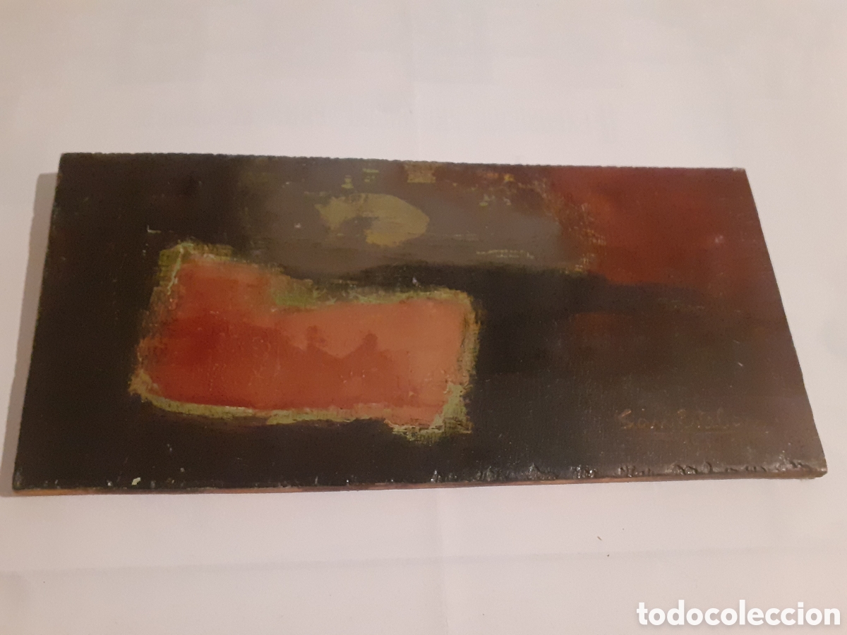 Arte: PEQUE&Ntilde;A OBRA ABSTRACTA OLEO SOBRE TABLA. ENRIQUE SECO SAN ESTEBAN. ZAMORA. 1974. 26 x 13 CM