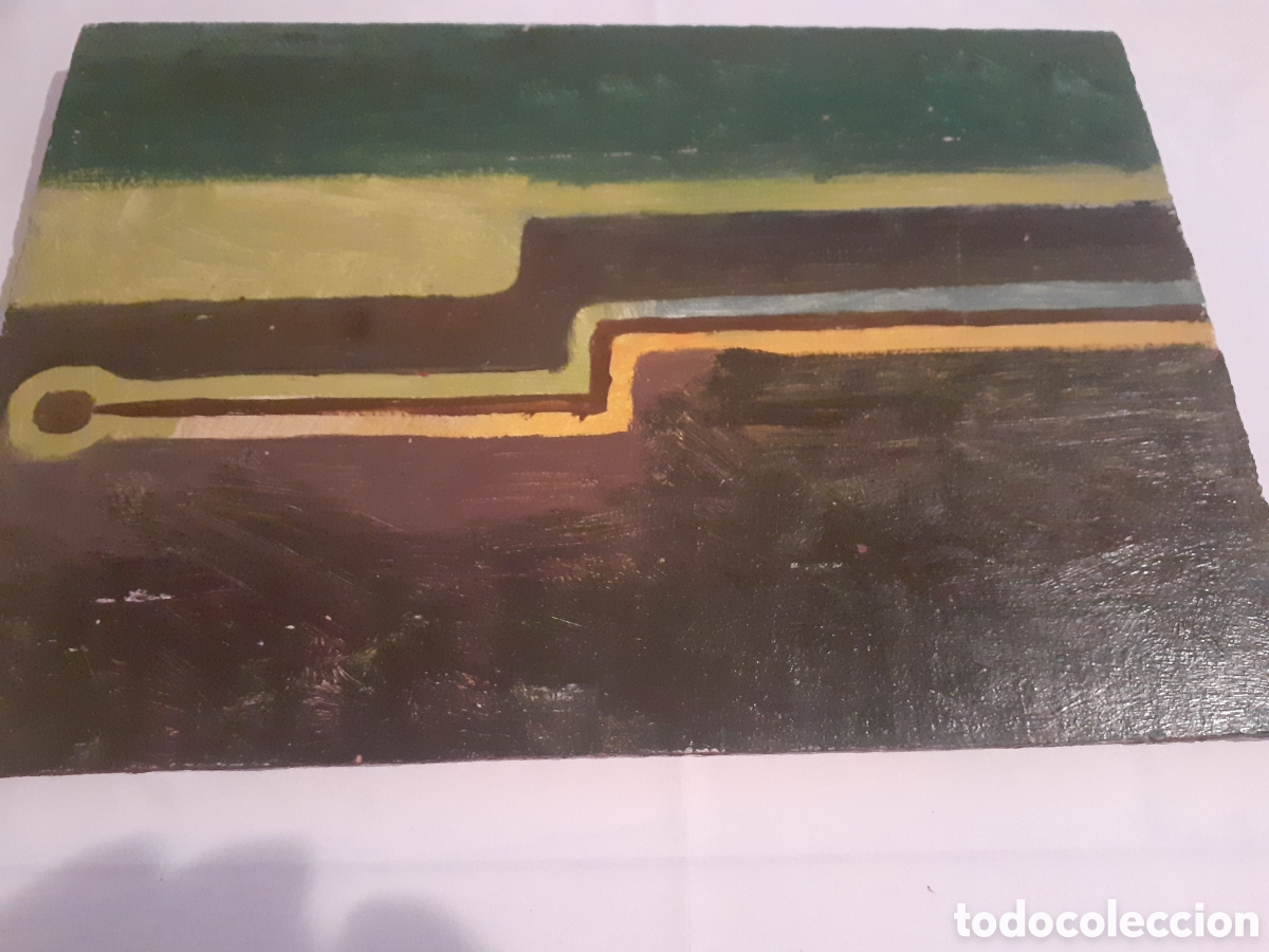 Arte: PEQUE&Ntilde;A OBRA ABSTRACTA OLEO SOBRE TABLA. ENRIQUE SECO SAN ESTEBAN. ZAMORA. 1974. 33 x 23 CM