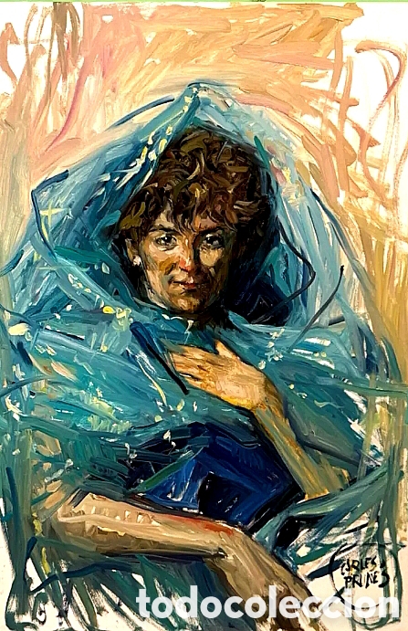Arte: DAMA CON MANTILLA AZUL CARLES PRUNES 1937 - 2017